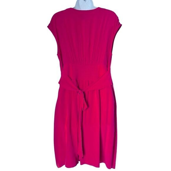 Lil For Anthropologie Pink Draped 100% Silk pleated A Line Smocked Back Dress L - Picture 3 of 13